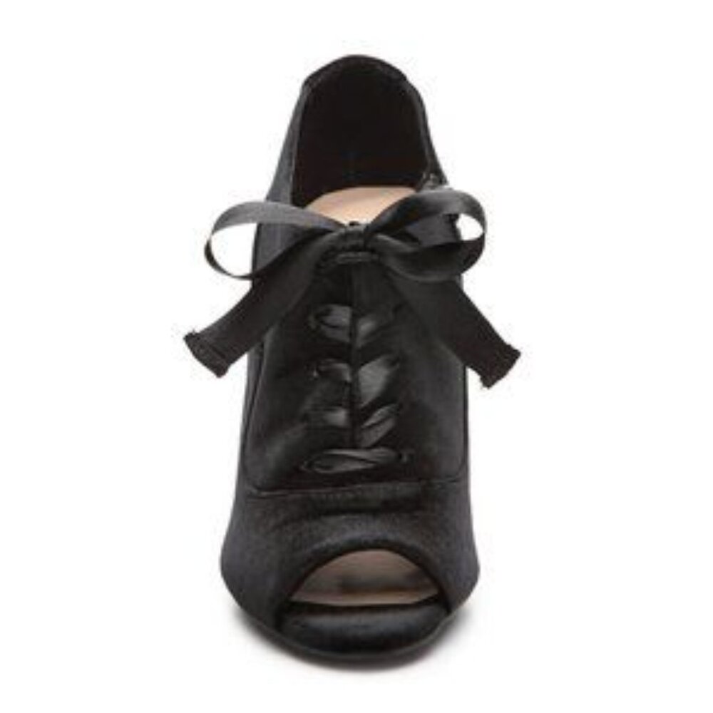 Kelly & Katie Black Velvet Peep Toe Bootie - Picture 3 of 9